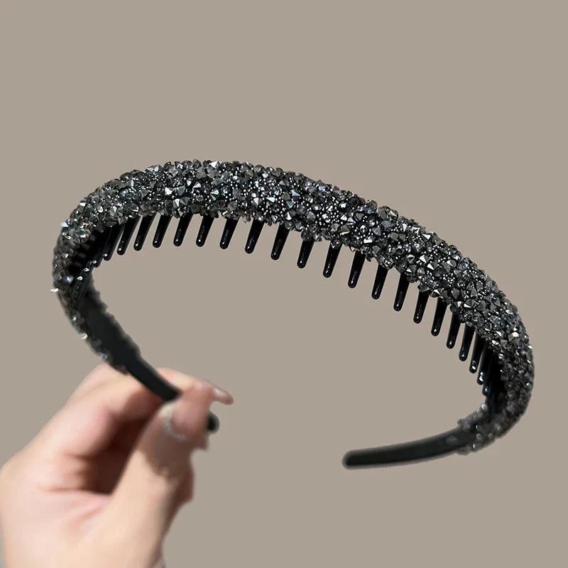 Rhinestone Non-Slip Toothed Headband – Shiny Hair Hoop