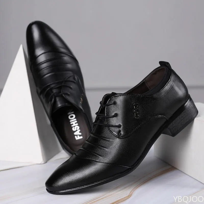 Men's Plus Size Formal Leather Shoes – Lace-Up Business Flats