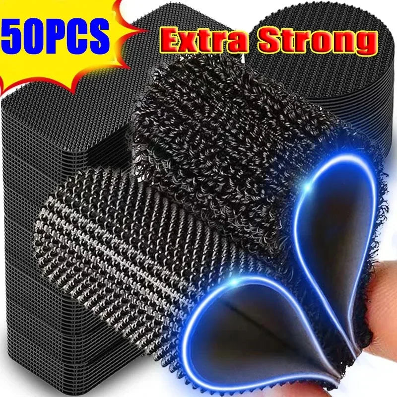 50-Pack Hook & Loop Fasteners – Self-Adhesive Car Floor Mat Grips