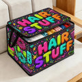 Large Foldable Zippered Storage Box – Hair Doodle Pattern