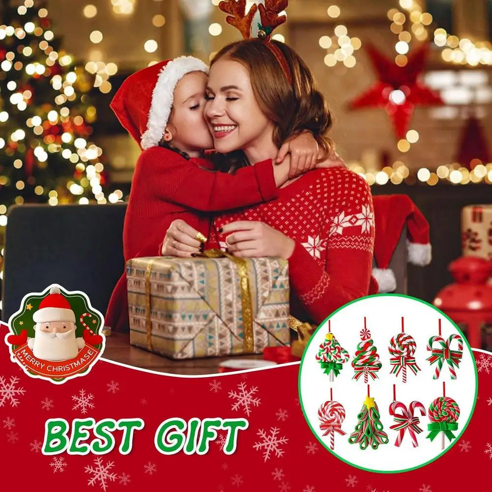 Christmas Wood Candy Cane Lollipop Ornaments – 16 or 32 Pcs