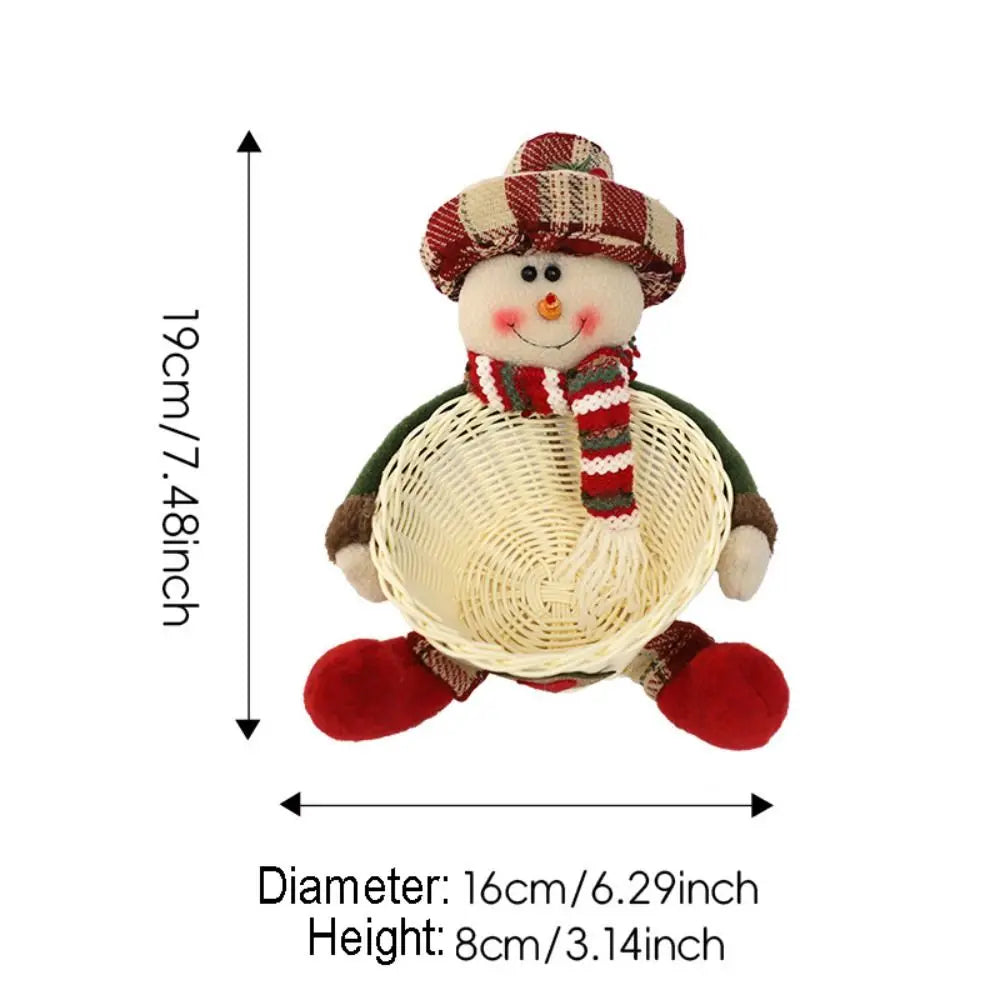 Christmas Candy Basket with Santa & Snowman Doll | Festive Bowl