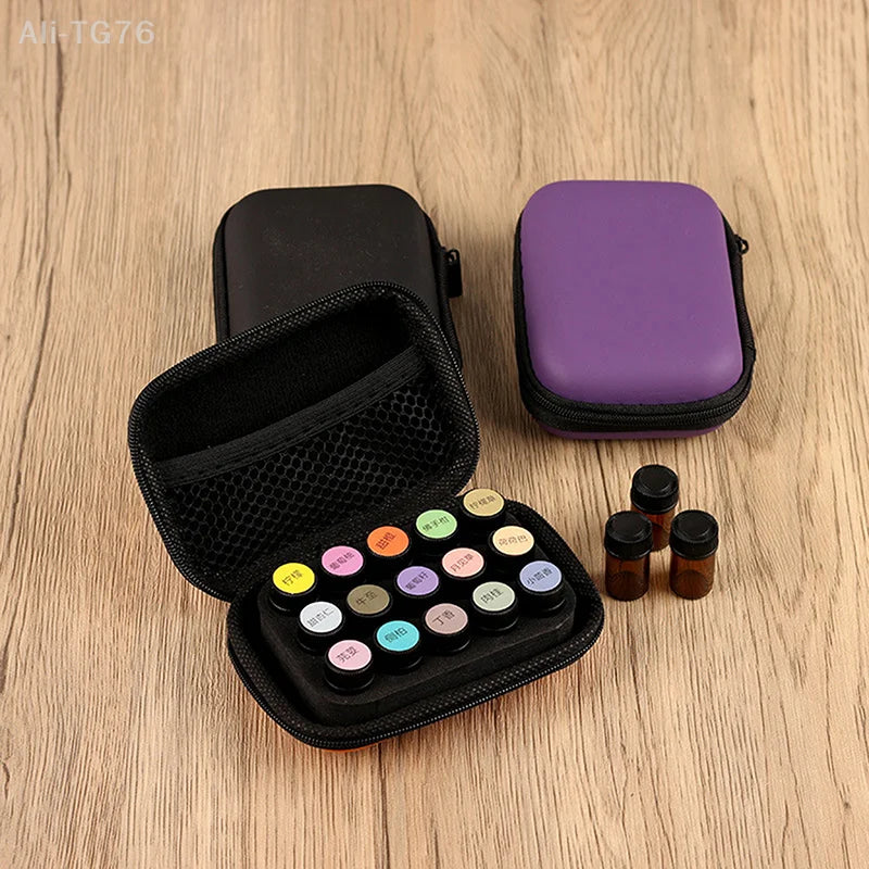 15-Slot Portable Essential Oil Case & Roller Bottle Organizer