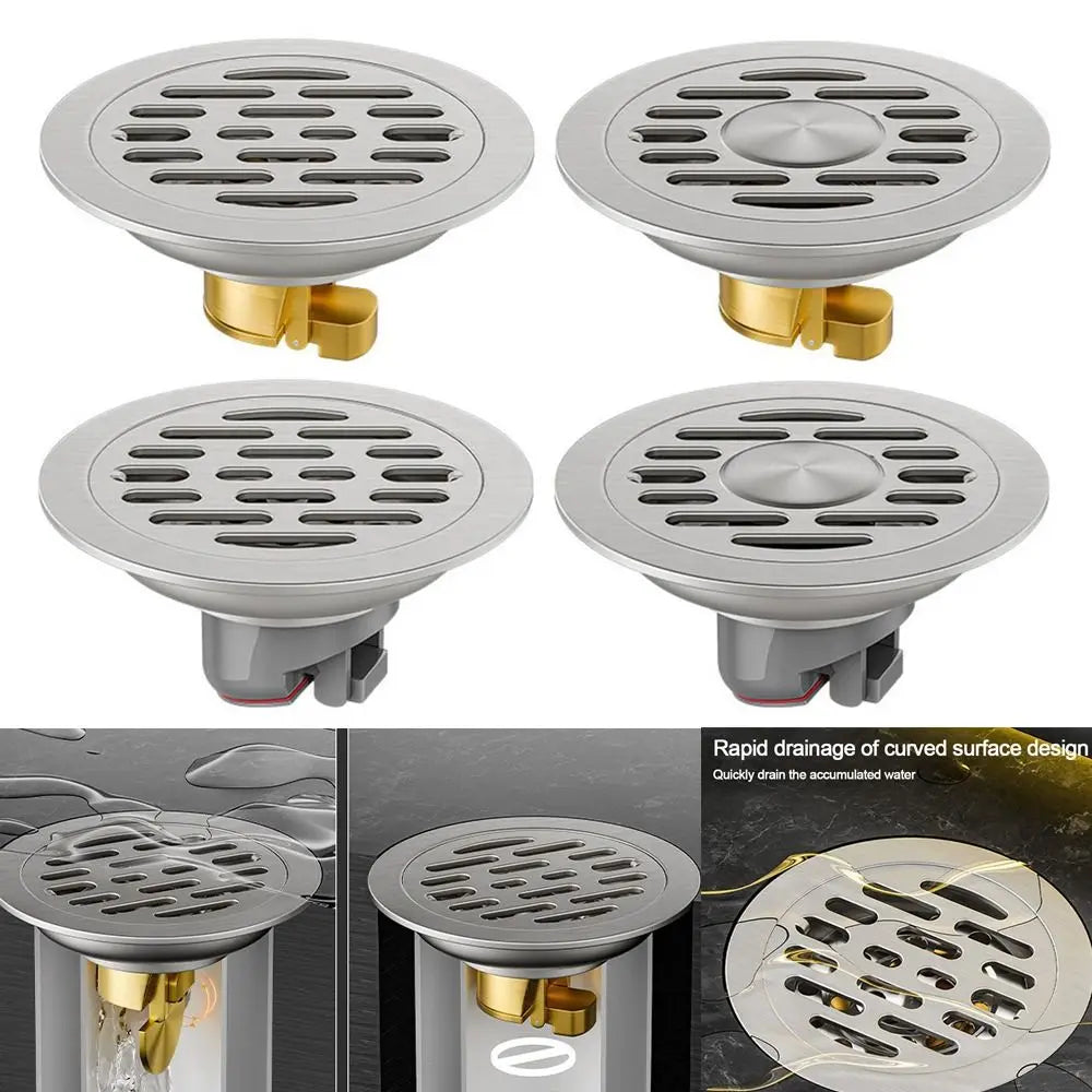 Grid Grate Cover Shower Floor Drain 304 Stainless Steel Round Sink