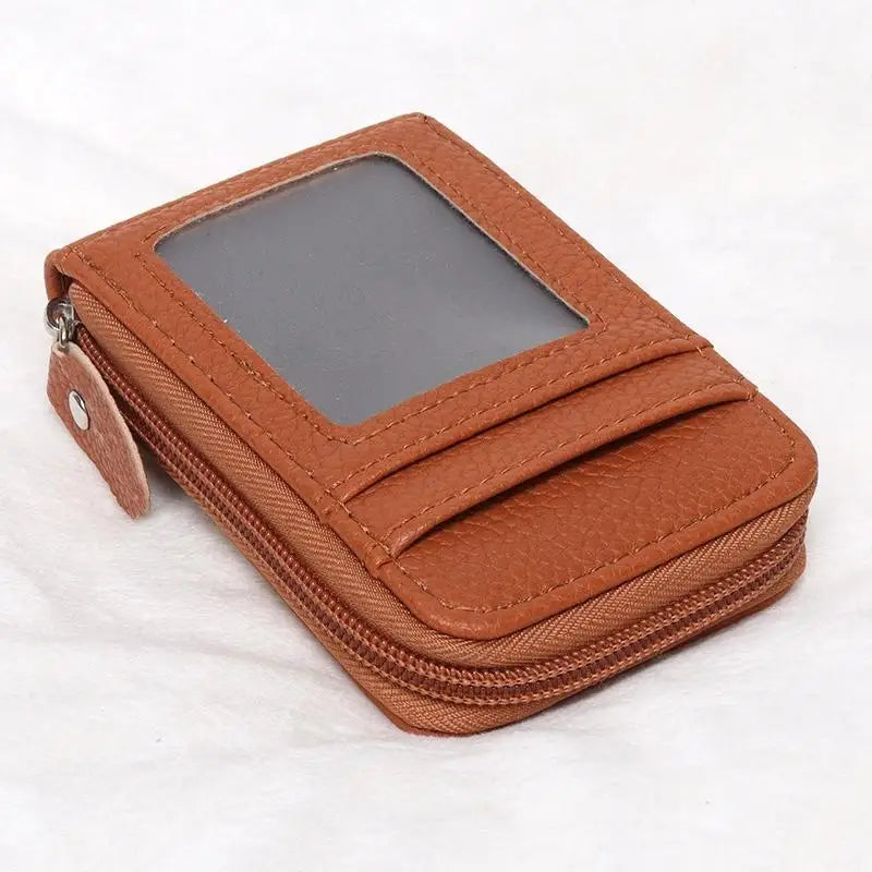 JETTING PU Leather Zipper Card Holder Wallet with ID Window
