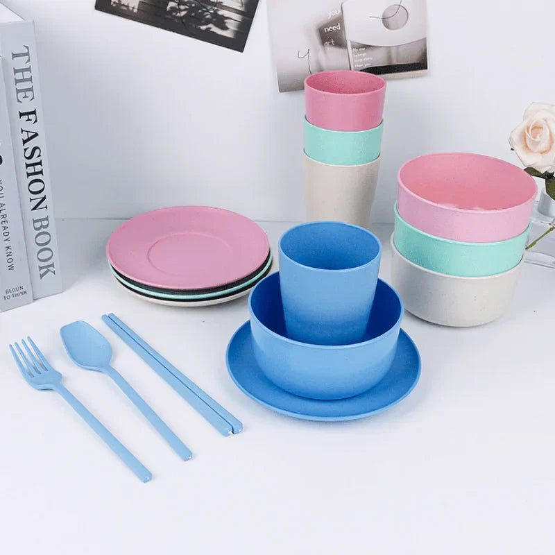 Tableware Wheat Straw Cutlery Dinnerware Unbreakable Dishes Camping