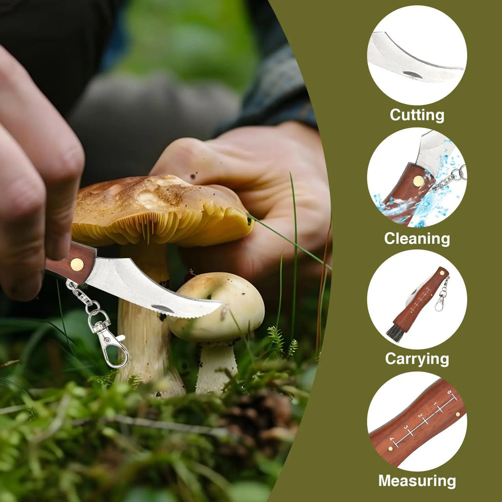 Mini Mushroom Foraging Knife – Rosewood Handle & Brush