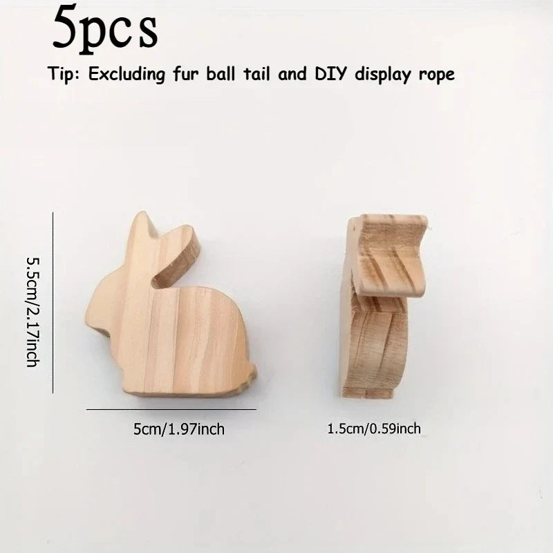 5-Piece Wood Bunny Sculpture Set – Minimalist Rabbit Home Decor