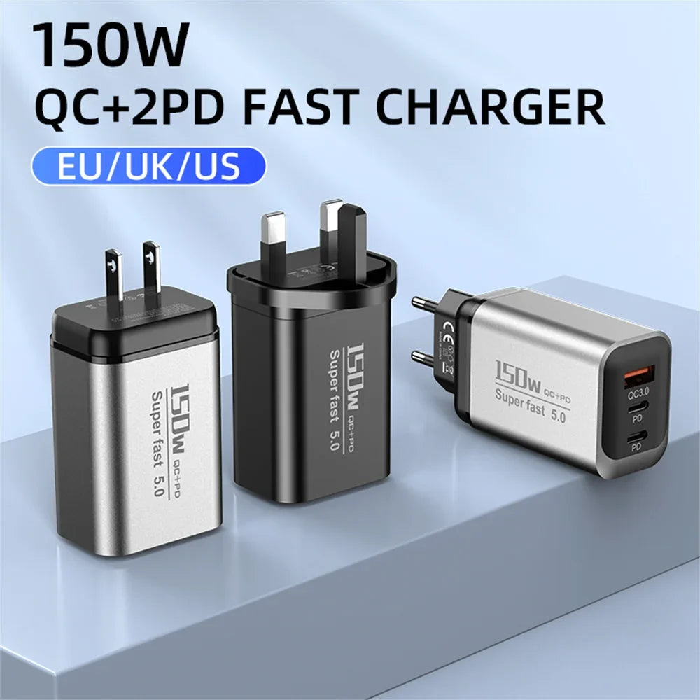 150W USB-C PD Fast Charger Quick Charge 3.0 | EU US UK Plug