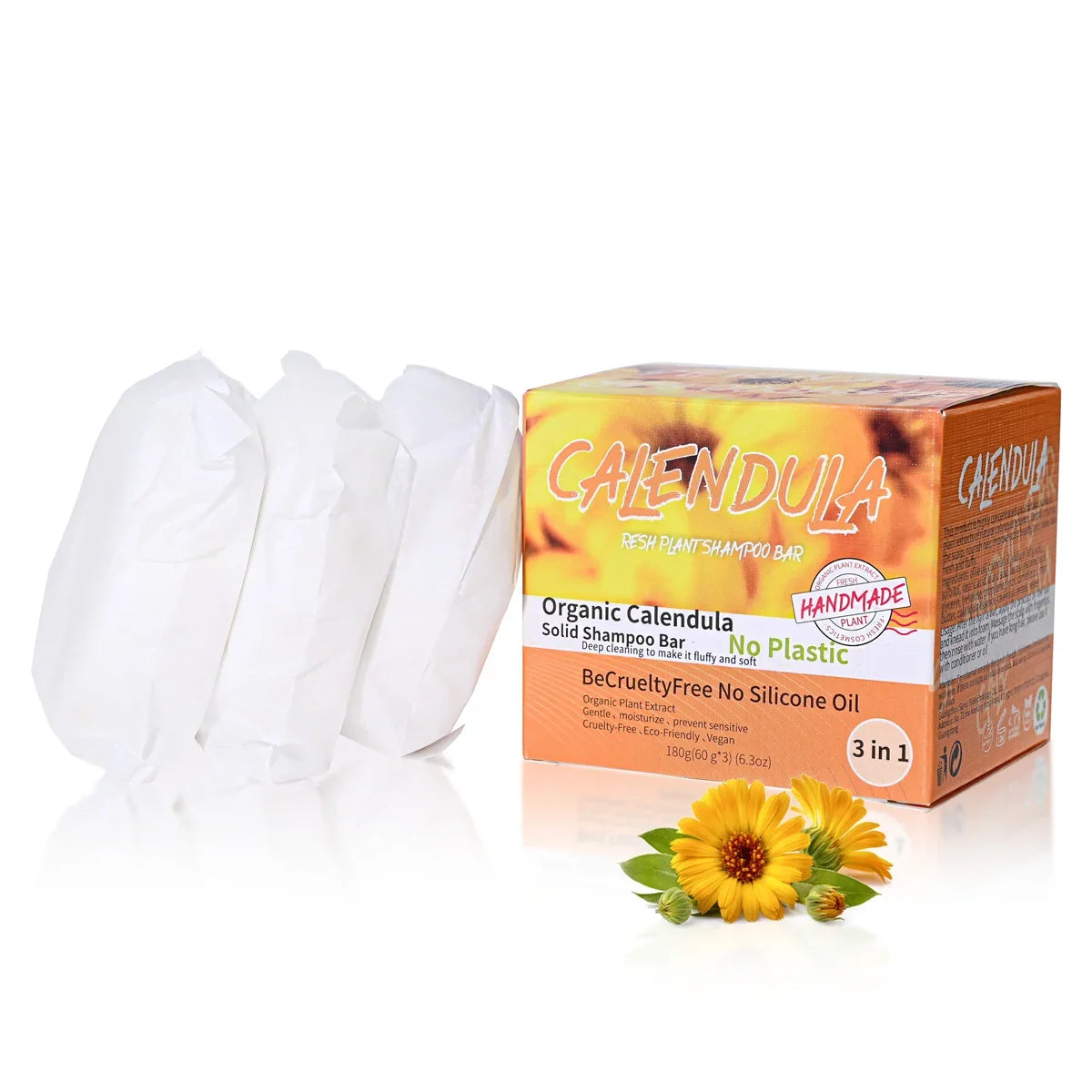 Calendula Essential Oil Soap Bar 3-Pack – Shampoo & Hand Soap