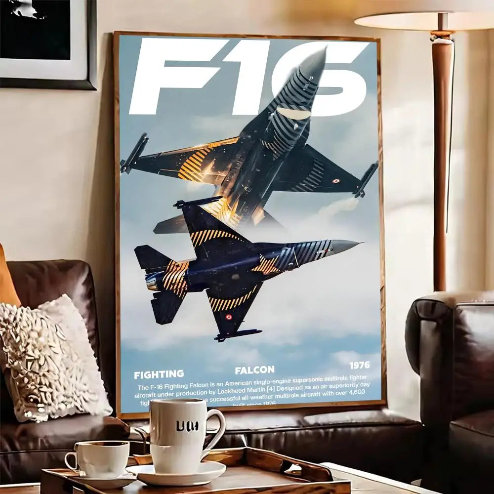 F-16 F-22 F-35 Fighter Jet Canvas Wall Art | Unframed Poster