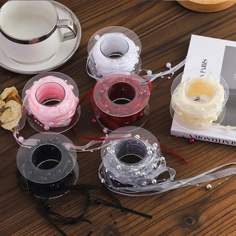 Pearl Beaded Ribbon 4.5m Roll – Florist Gift Craft Trim