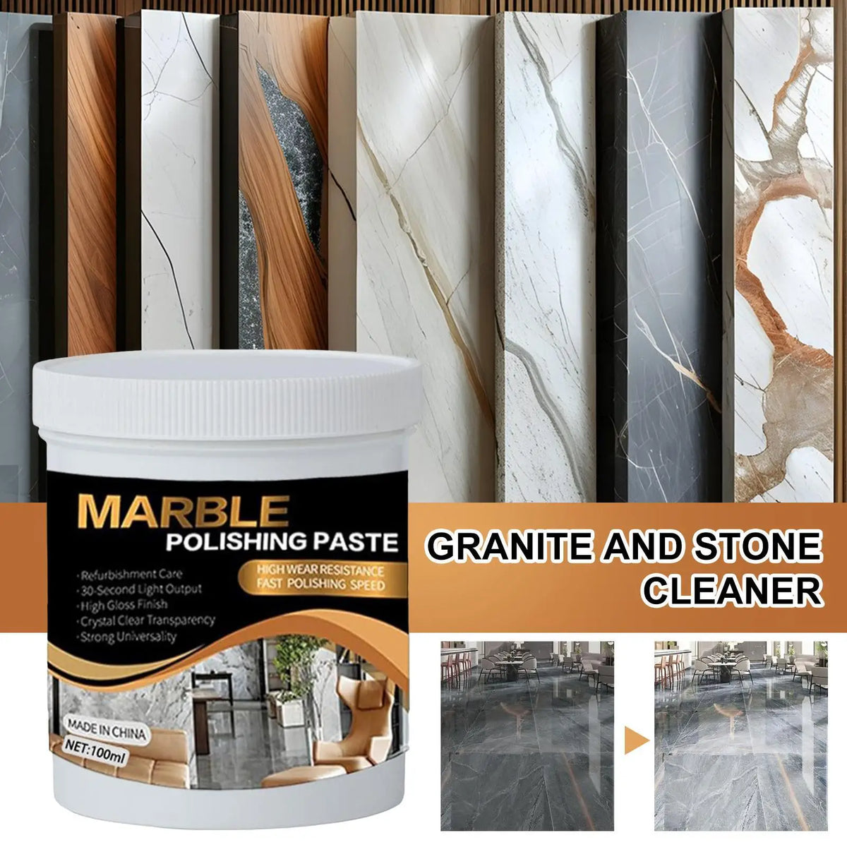 Granite & Quartz Polish Restorer 100ml – Countertop Shine Cleaner