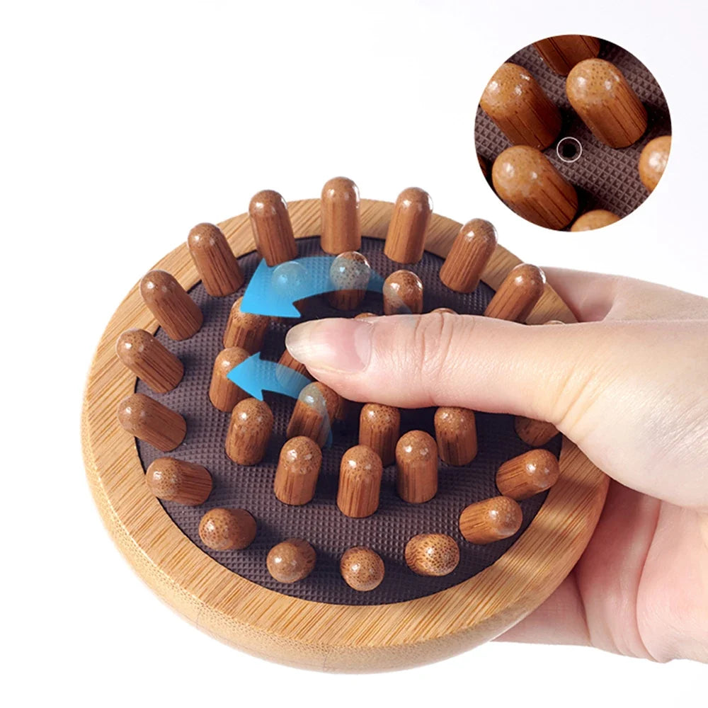 Air Cushion Massage Brush Cervical Head Acupoint Massager Wooden