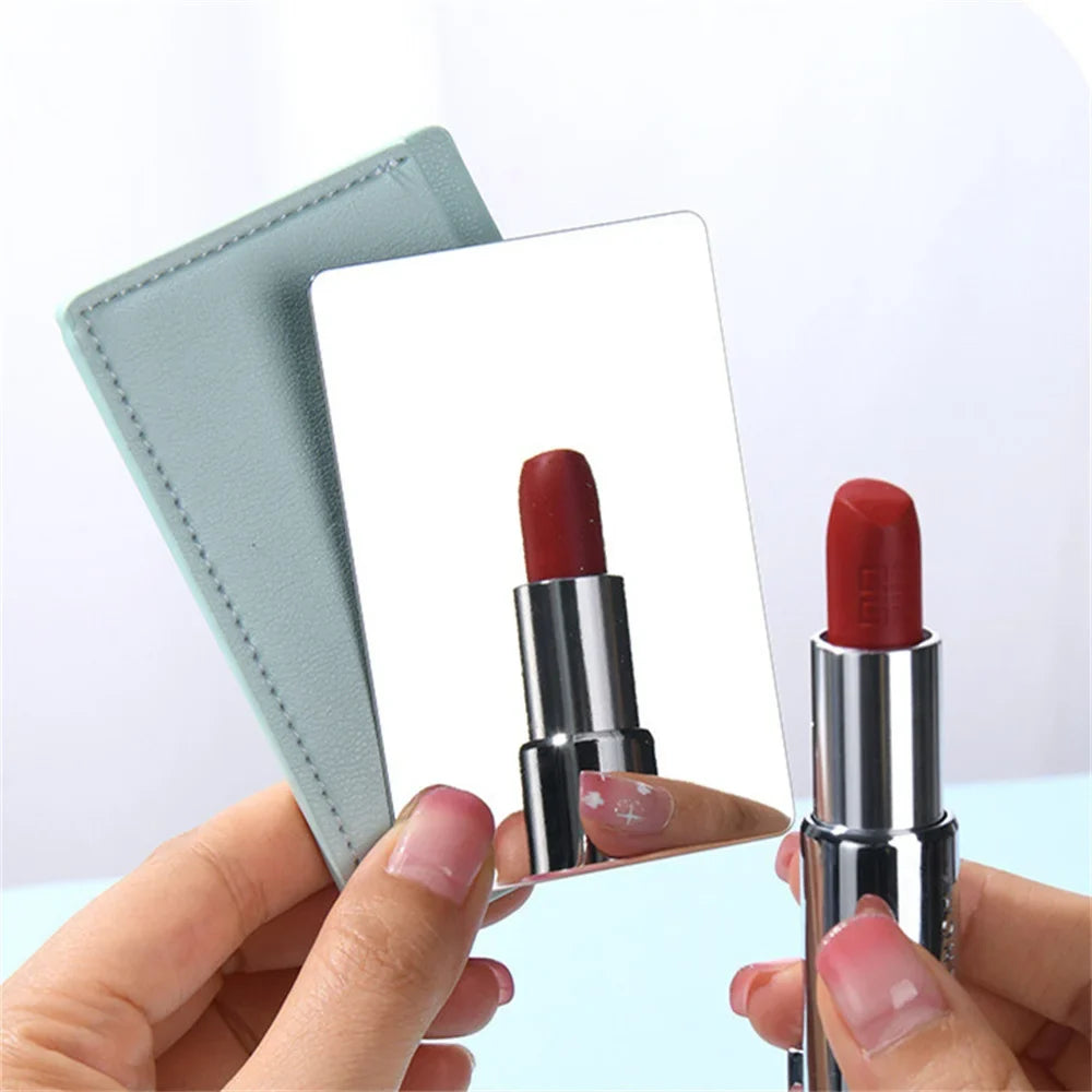 Shatterproof Pocket Makeup Mirror – PU Leather Card Size