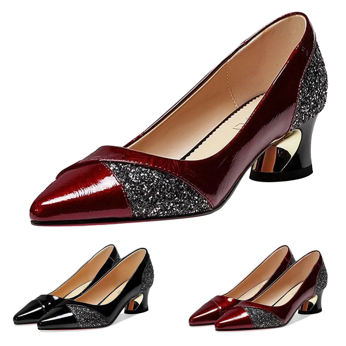 Women's Pointed Toe Pumps 4CM Heel – Elegant Slip-On Shoes