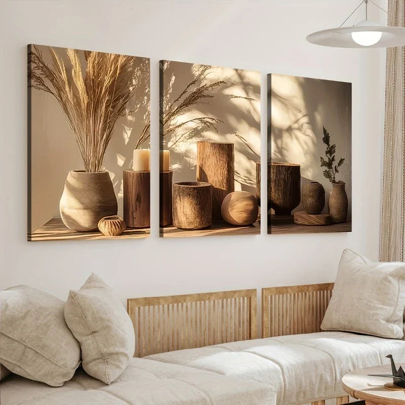 3-Piece Minimalist Floral Canvas Wall Art Set – Unframed Prints