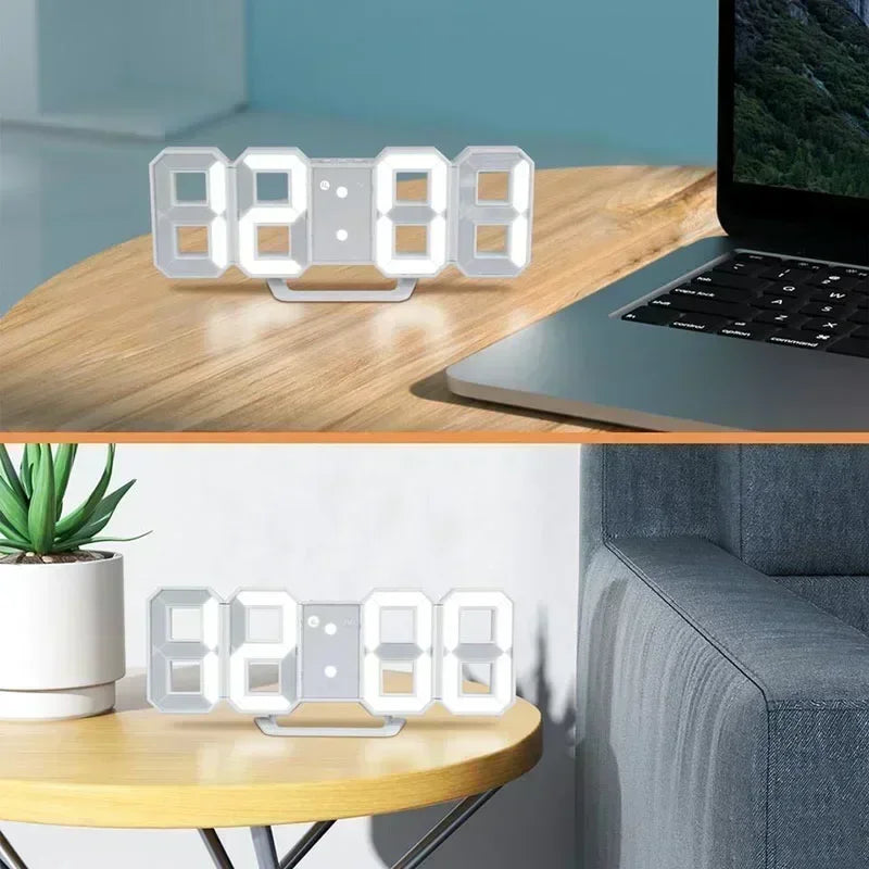 3D LED Digital Wall Clock | Alarm, Date & Temperature Display