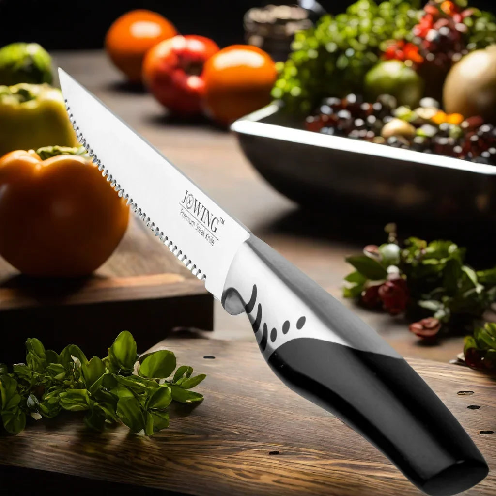 1.4116 German Steel Serrated Steak Knife – Sharp Polished Handle
