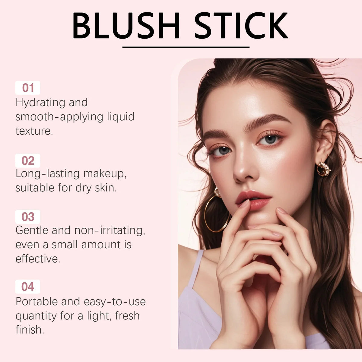Zephoco Cream Blush Stick – Soft Mist, Hydrating Long-Wear