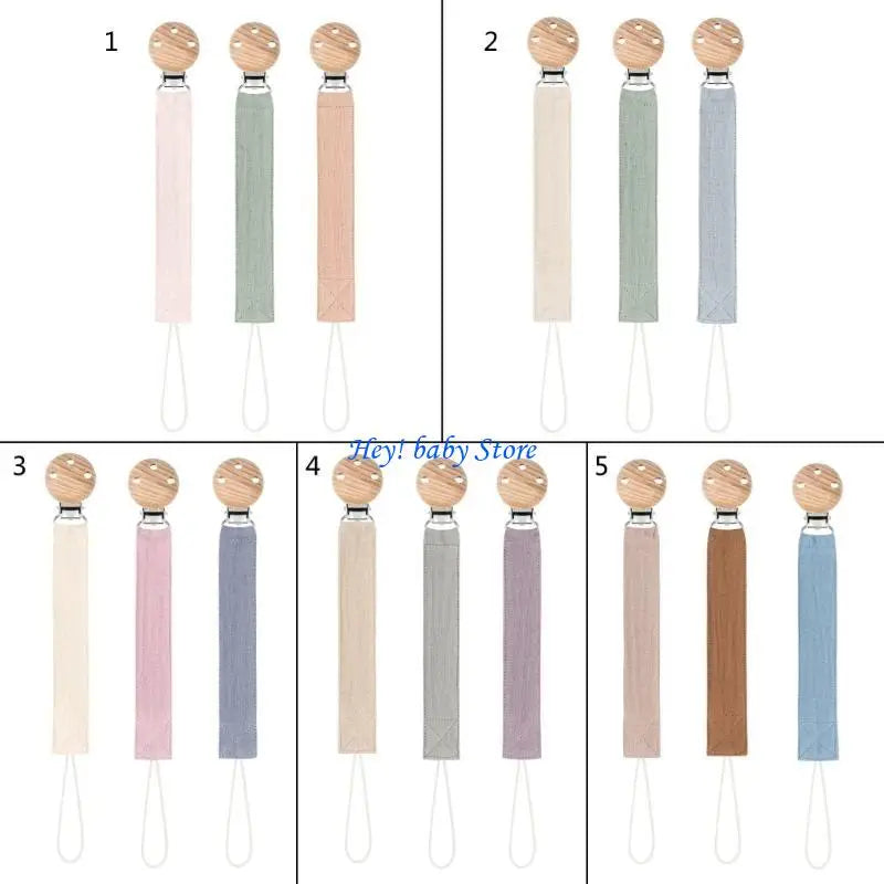 Baby Pacifier Dummy Chain Clips | 3-Pack Cotton Holder Set
