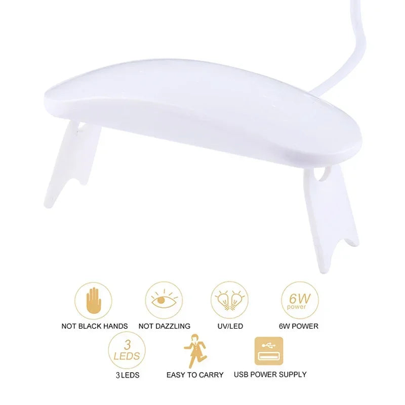 Mini 6W LED UV Nail Lamp Gel Curing Dryer USB 2-Pack