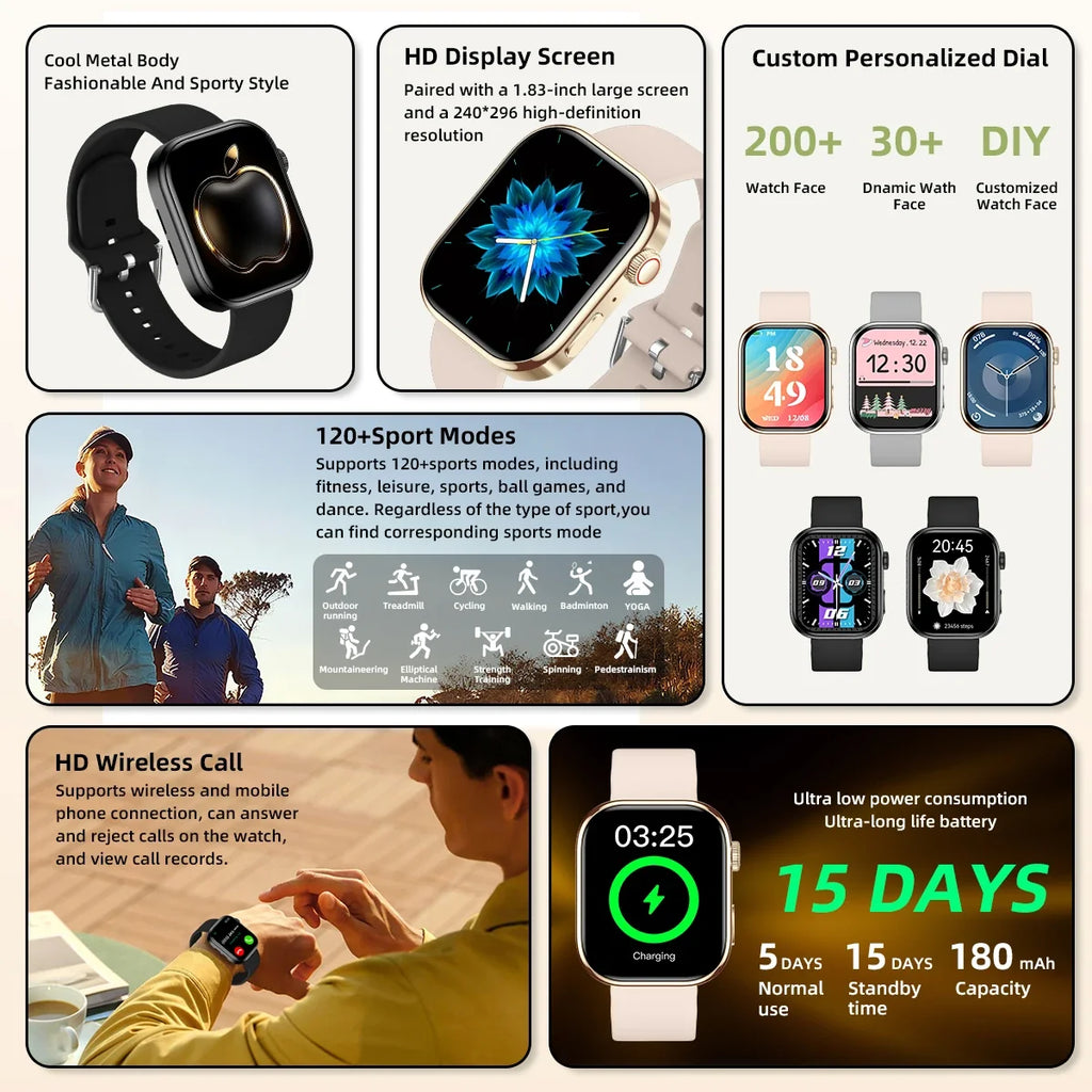 SIMSONLAB 2.01" Smart Watch – Bluetooth Call & Fitness Tracker