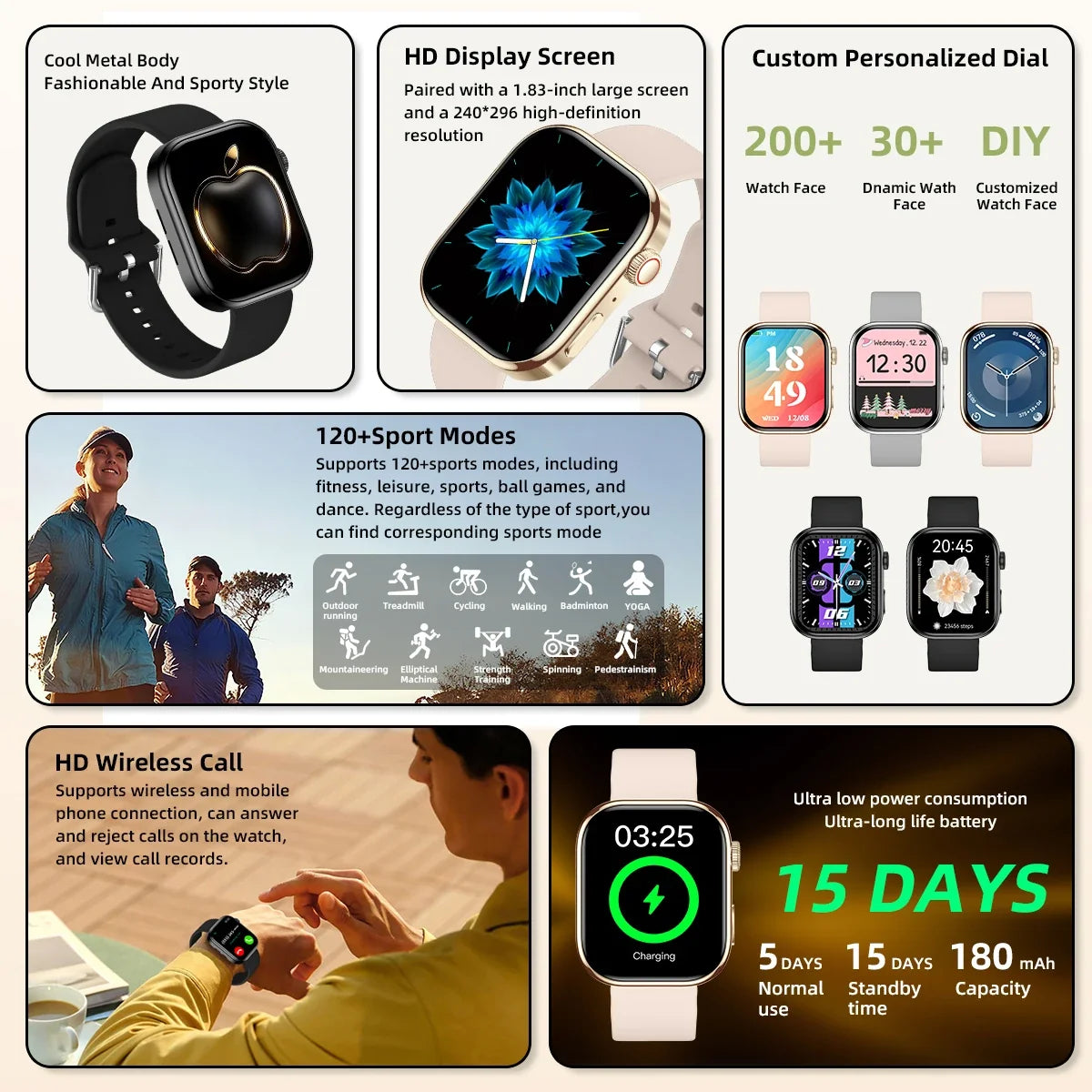 SIMSONLAB 2.01" Smart Watch – Bluetooth Call & Fitness Tracker