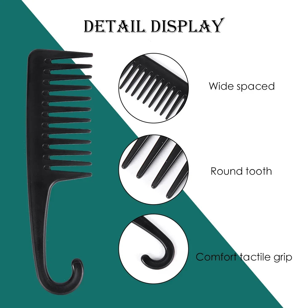Wide Tooth Detangling Comb with Hook Handle | All Hair Types