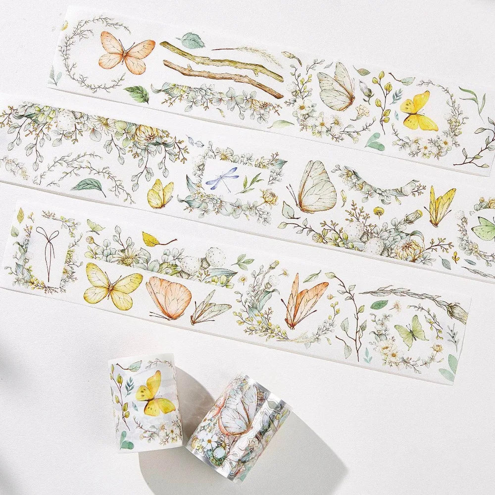Vintage Flower Bunny Butterfly Spring Washi PET Tape Planner Card