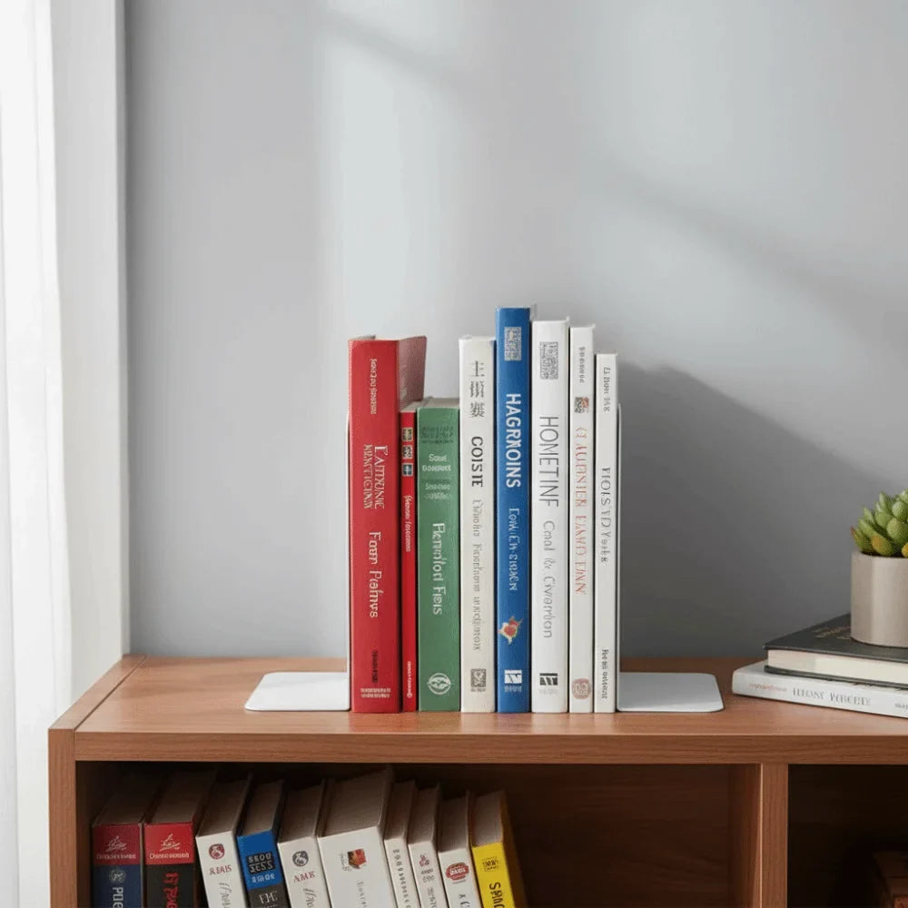 L-Shaped Metal Bookends – Non-Slip Book Holder, Set of 2