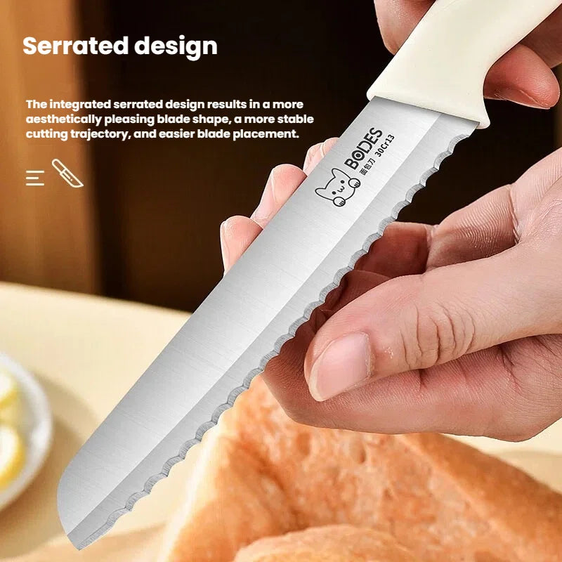 Serrated Bread Knife – Stainless Steel Baguette & Toast Slicer