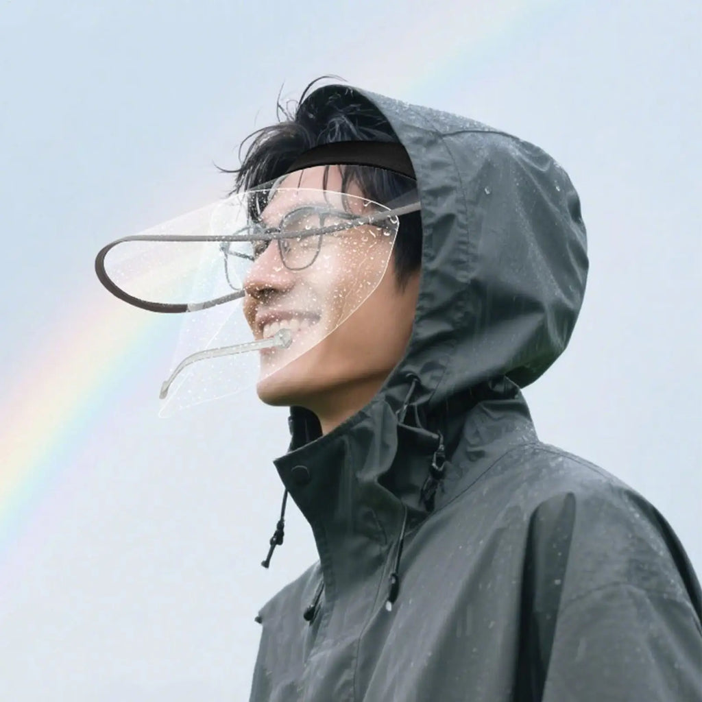 Double-Layer Rain Face Shield – Clear Wide Brim & Elastic Band