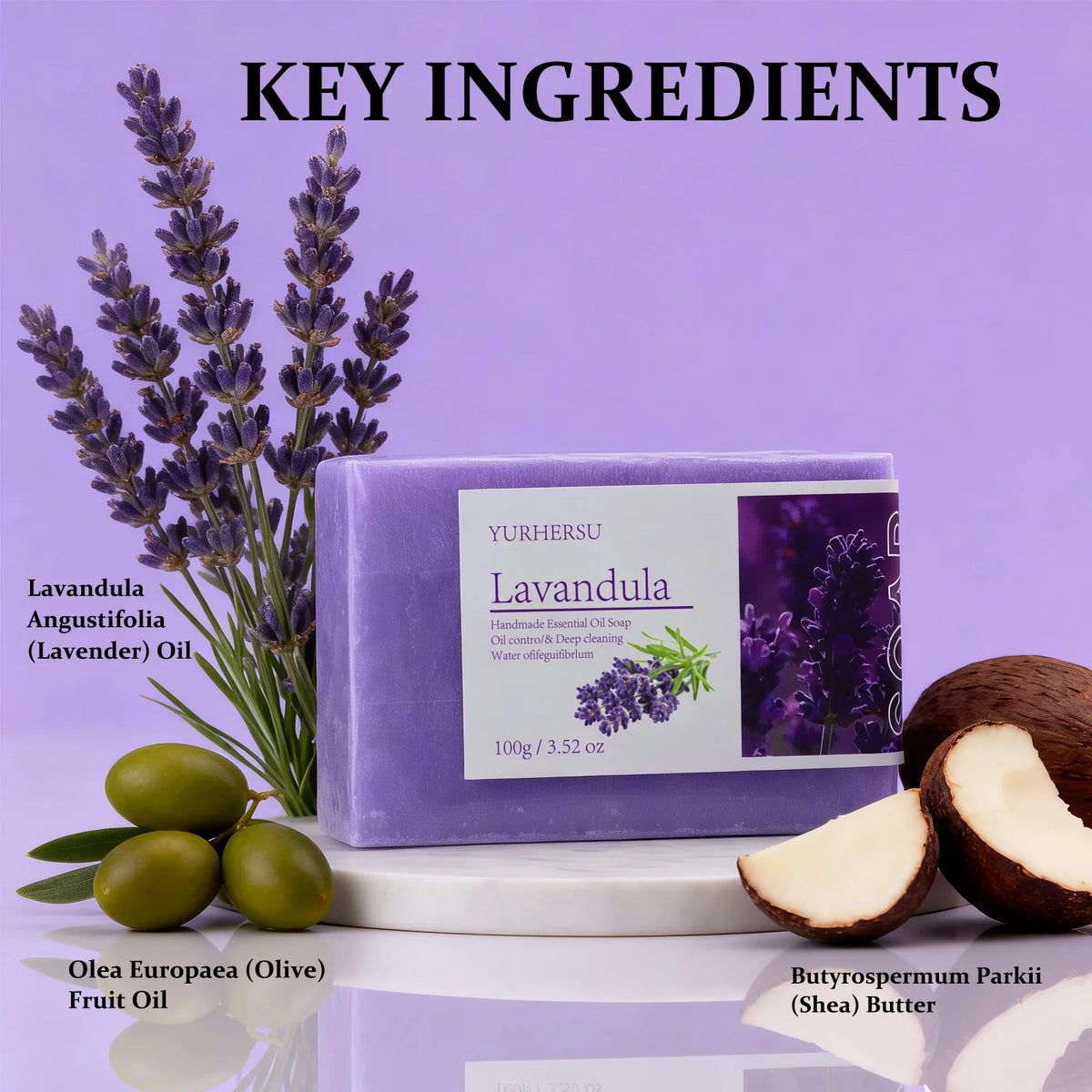 Lavender Essential Oil Handmade Cold Process Soap Bar | YURHERSU