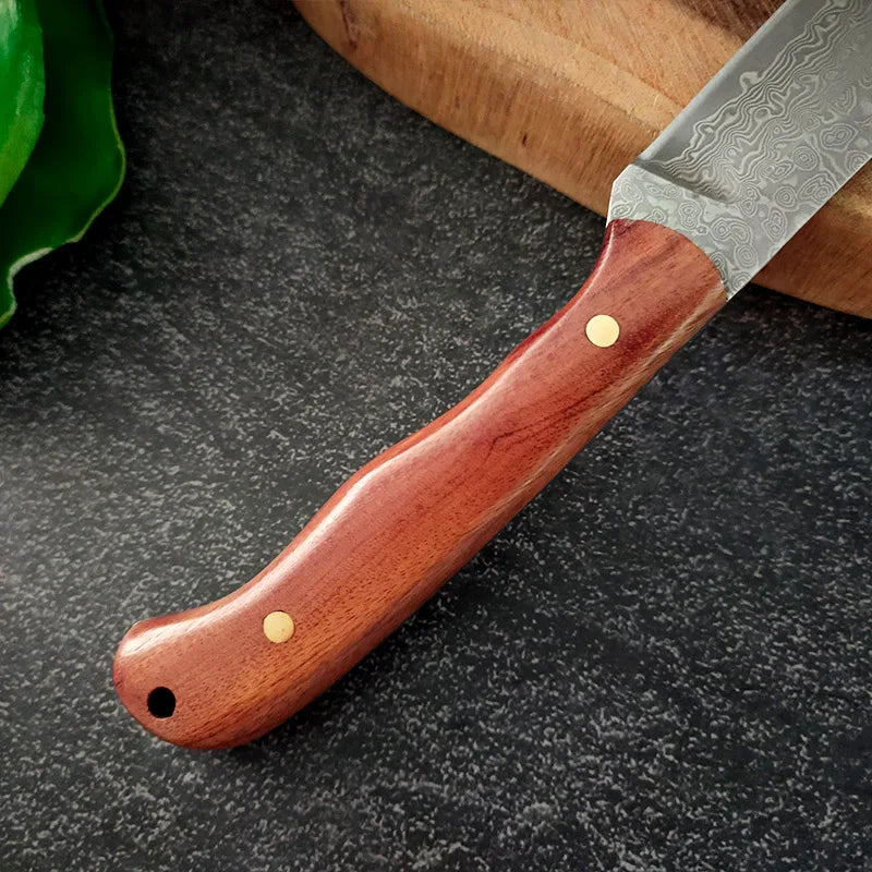 Damascus Steel Kitchen Knife | Sharp Wood Handle – InLeung