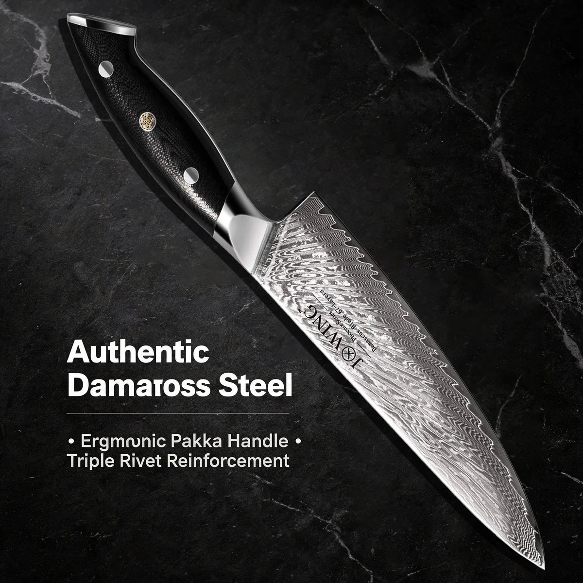 Damascus Steel Chef Knife – 8" Japanese-Style Wood Handle