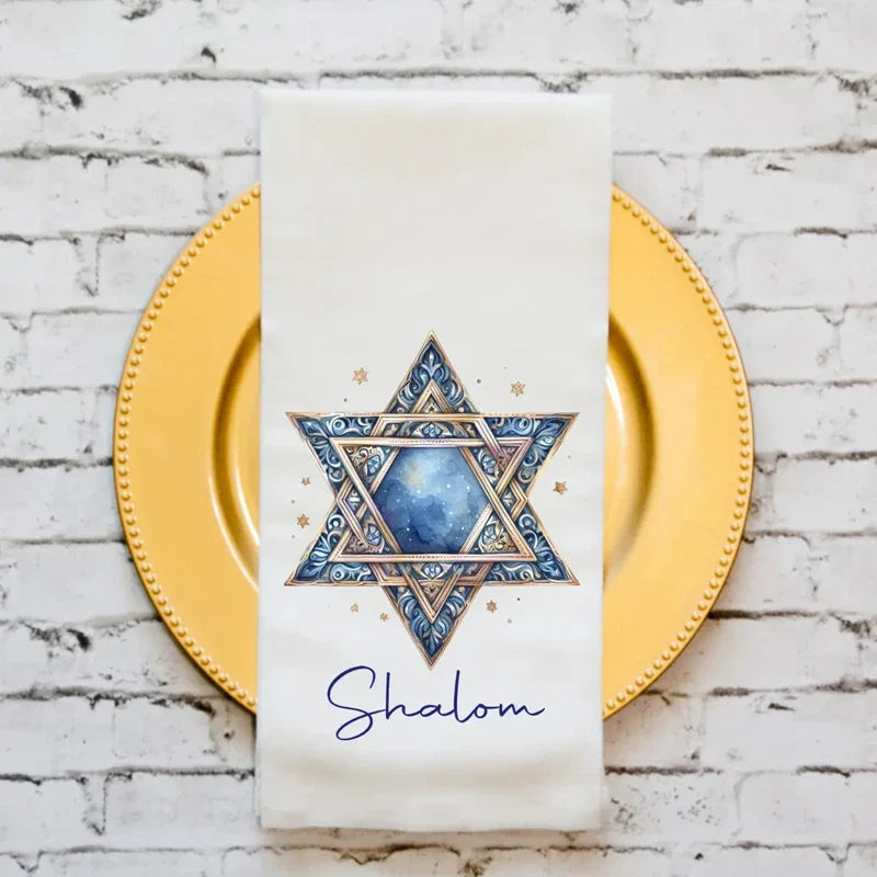 Hanukkah Kitchen Towel – Star of David Shalom Jewish Holiday Gift