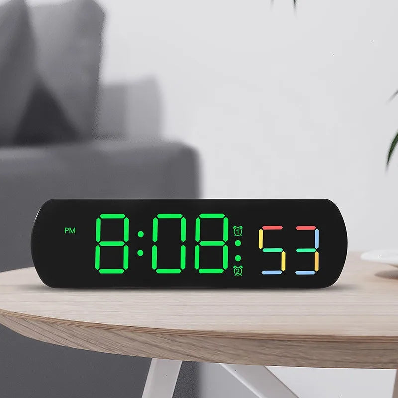 Modern LED Digital Alarm Clock – Voice Control, Jump Seconds