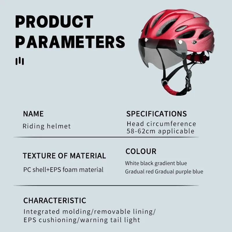 X-TIGER Adult Bike Helmet with LED Tail Light | 58–62cm