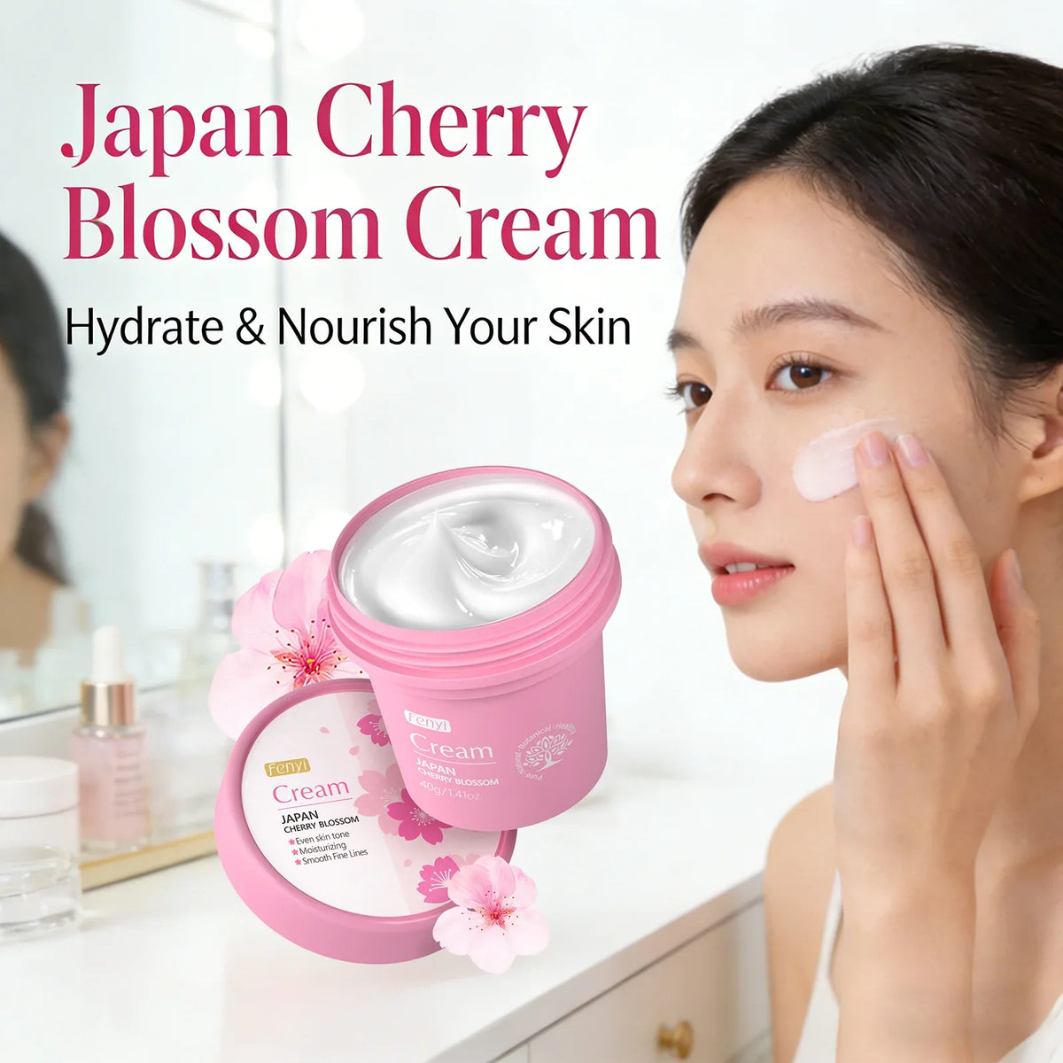 LAIKOU Cherry Blossom Face Cream – Hydrating & Brightening 40g