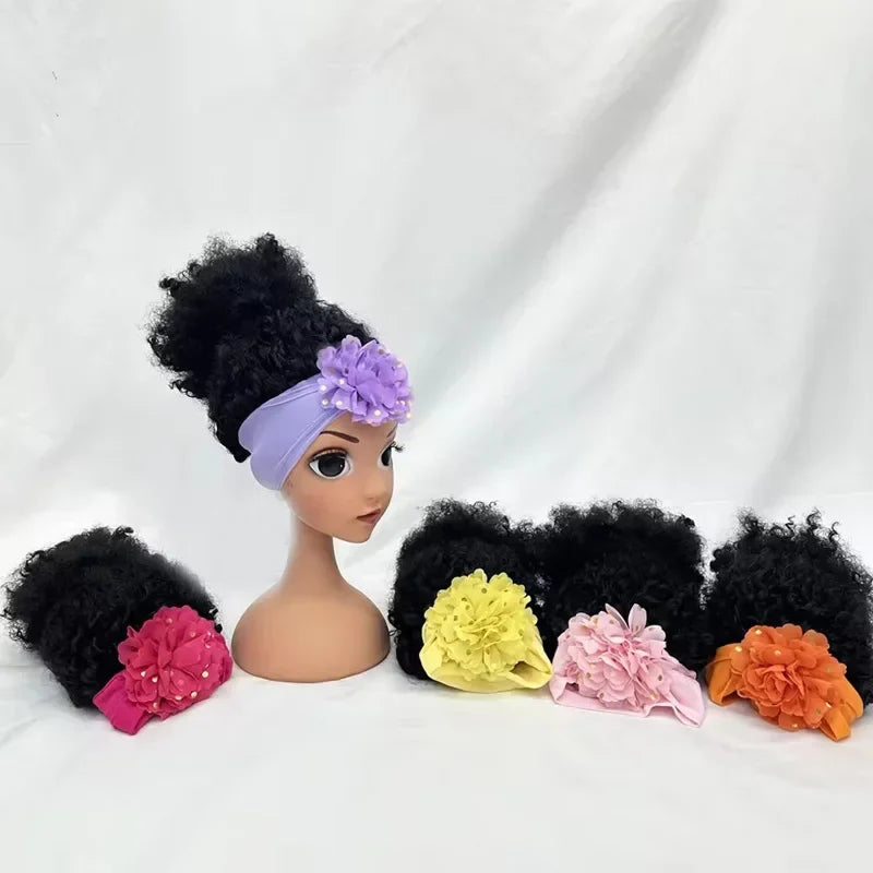 Cute Afro Headband Wig for Baby Girls Ages 4–6 | Floral
