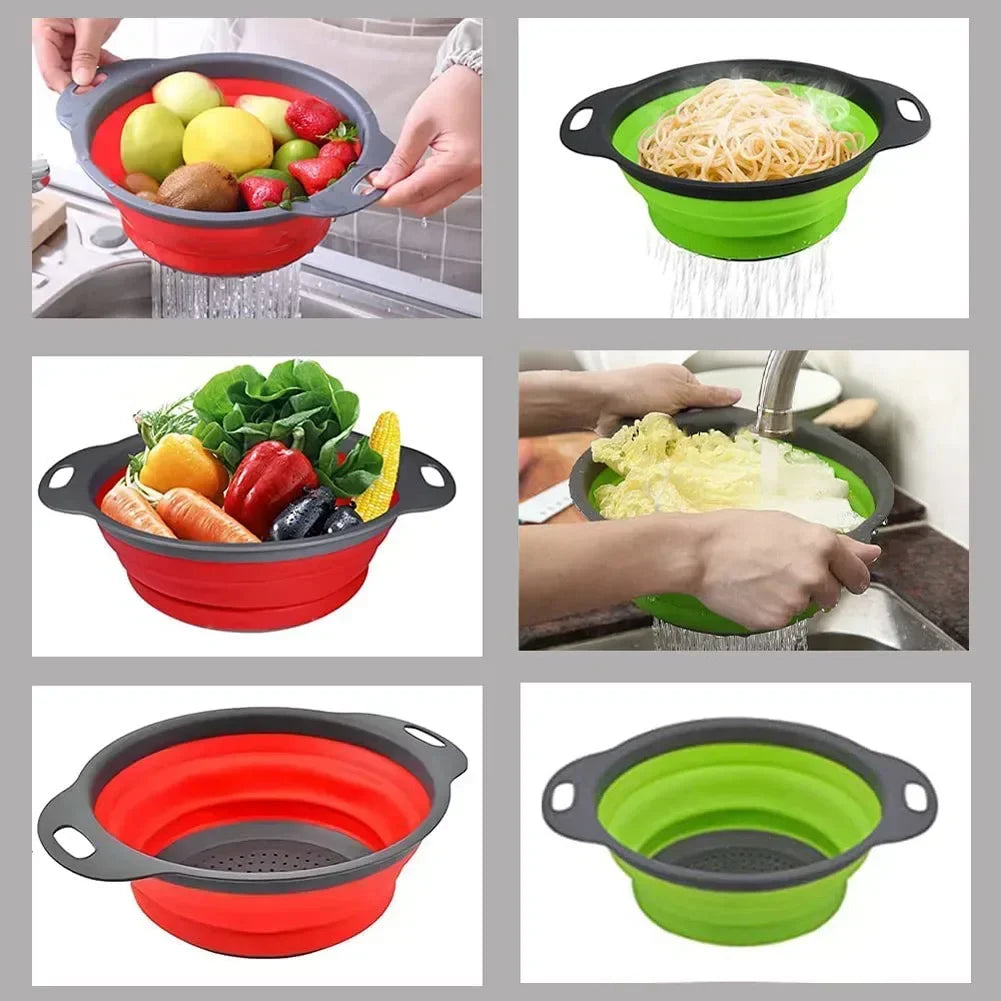 Foldable Silicone Colander Vegetable Washing Drain Basket
