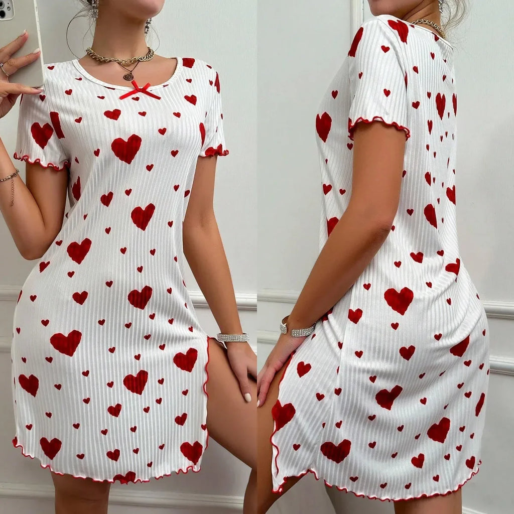Women's Printed Nightgown Dress – Soft Knit Summer Sleepwear
