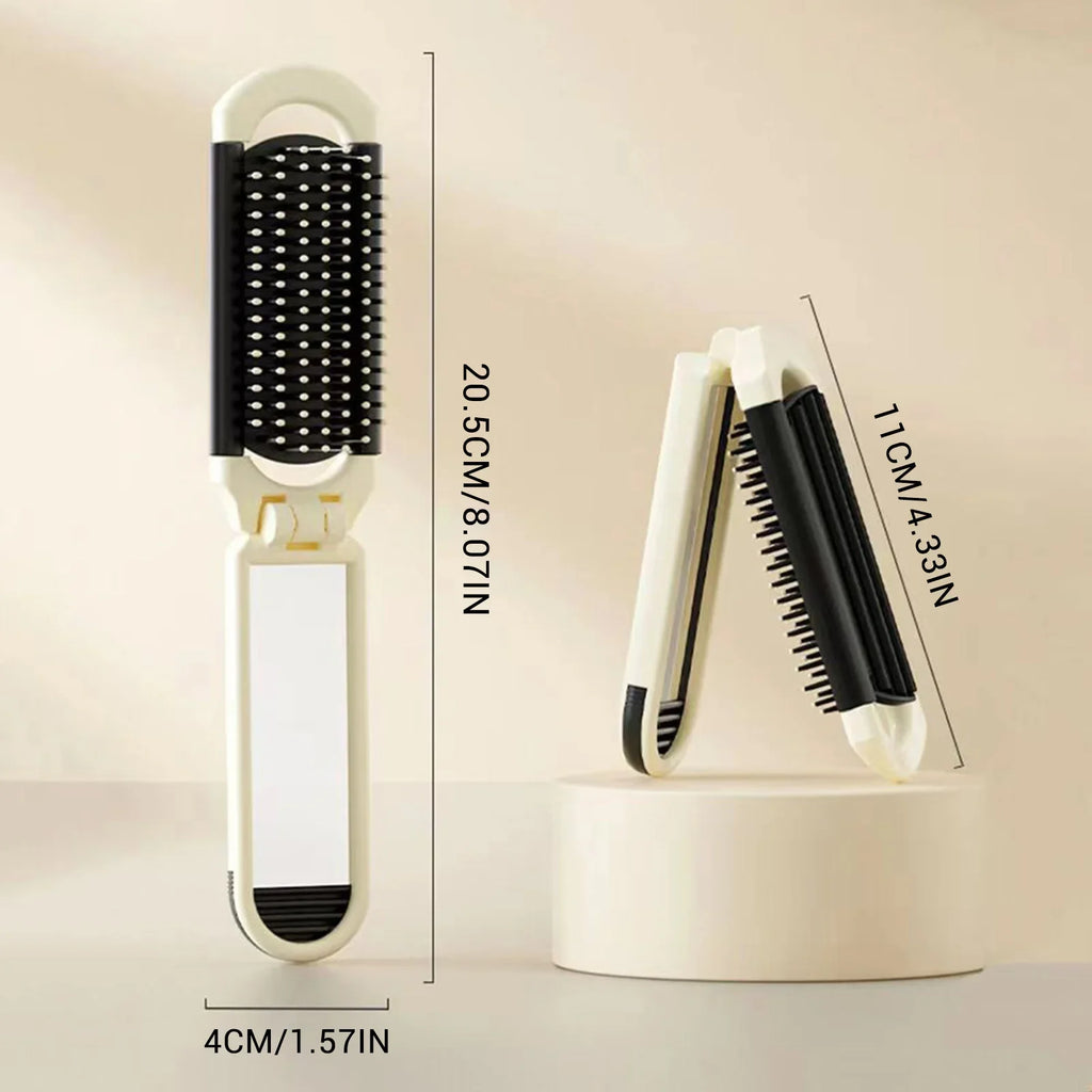 Folding Pocket Hair Comb with Mirror | Travel Styling Tool