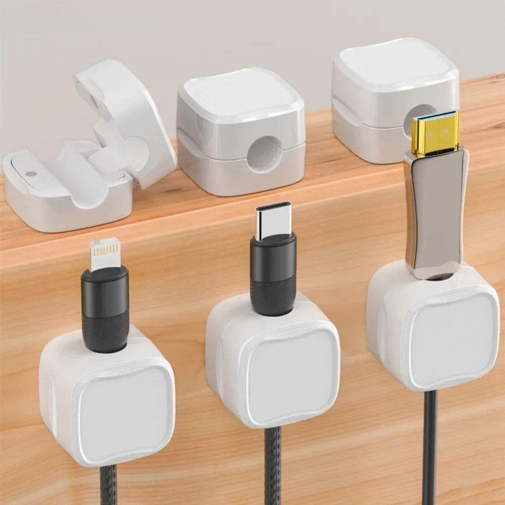 Magnetic Cable Organizer Clips – Adhesive Cord Clamp 6-Pack