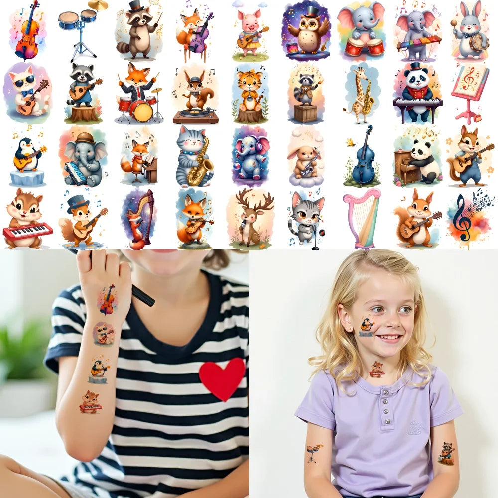 54pcs Waterproof Temporary Tattoo Stickers – Cute Cartoon Animals