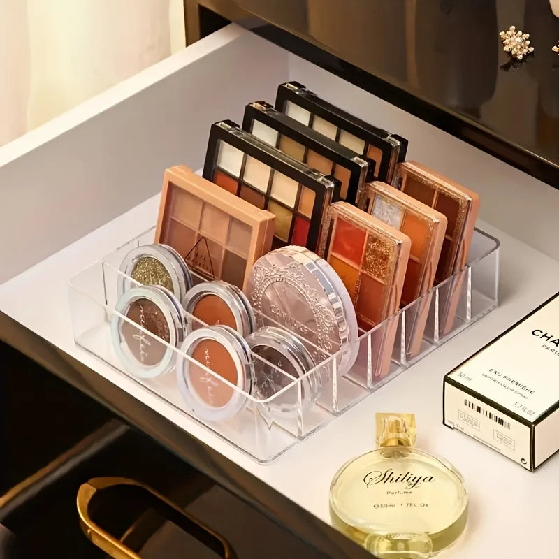 7-Compartment Clear Makeup Organizer – Cosmetic Storage Tray