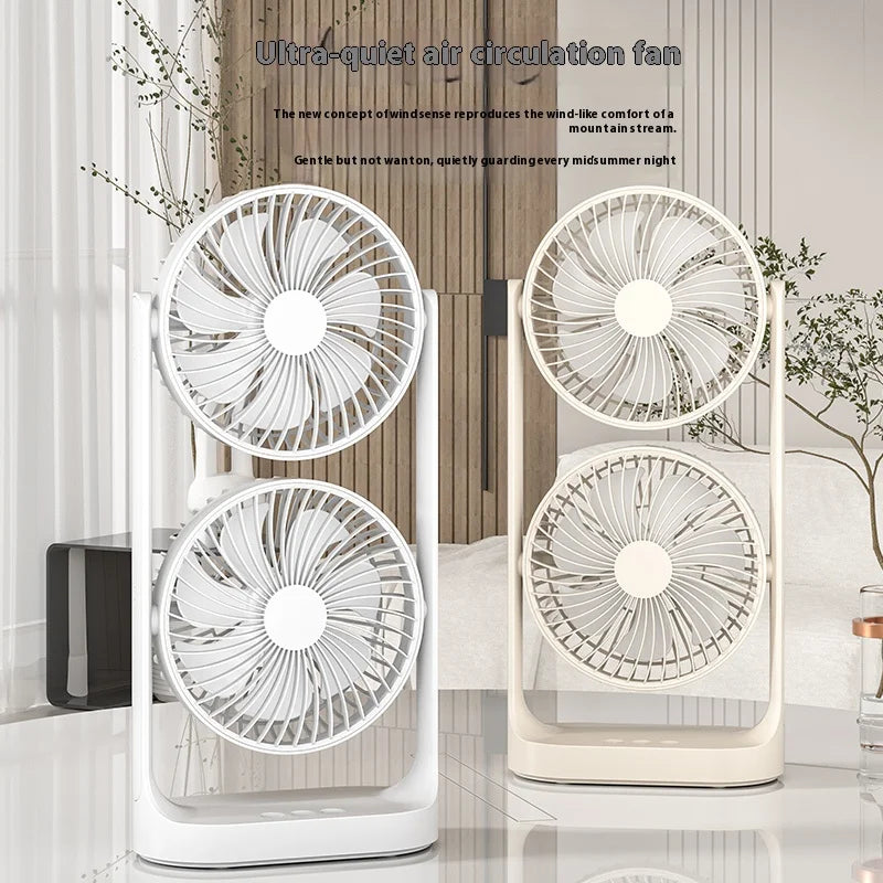 URGGU Quiet USB Desktop Twin Fan – 360° Rotation, 3 Speeds