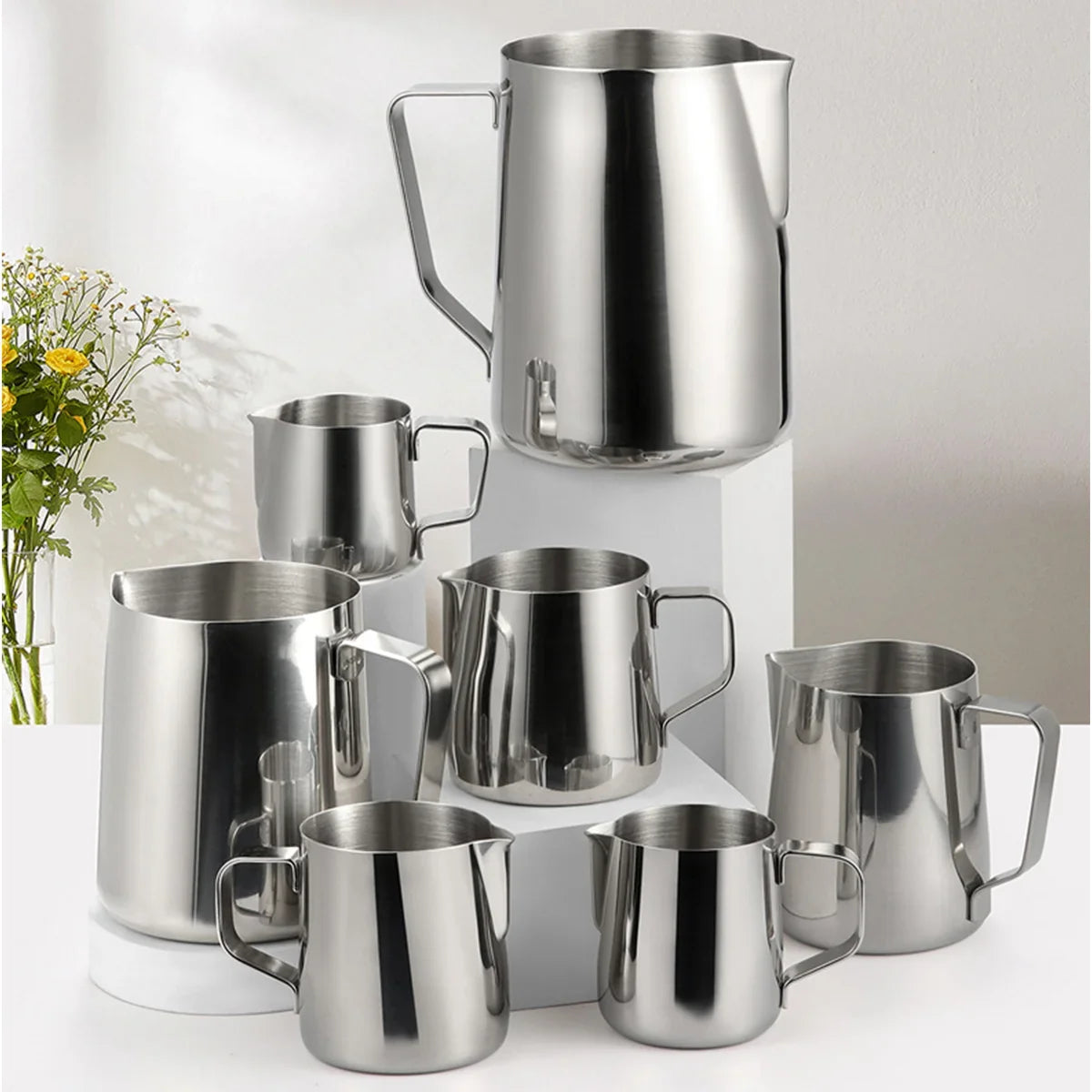 Leeseph Stainless Steel Milk Frothing Pitcher | Latte Art Jug