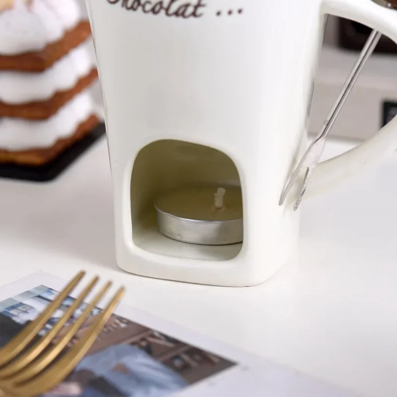 European Candle Cup Cheese Chocolate Melting Ceramic Mug Heating Food